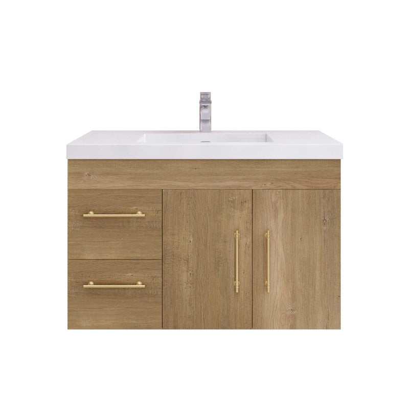 Elsa 36" Wall Mounted Bathroom Vanity with Reinforced Acrylic Integrated Sink Top