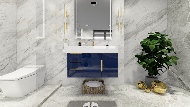 Bethany 36" Wall Mounted Bathroom Vanity with Reinforced Acrylic Integrated Sink Top