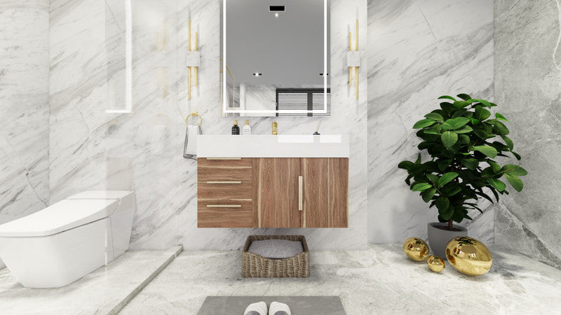 Bethany 36" Wall Mounted Bathroom Vanity with Reinforced Acrylic Integrated Sink Top