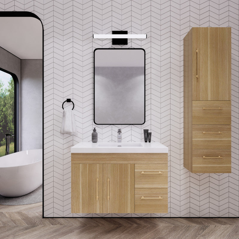 Elsa 36" Wall Mounted Bathroom Vanity with Reinforced Acrylic Integrated Sink Top