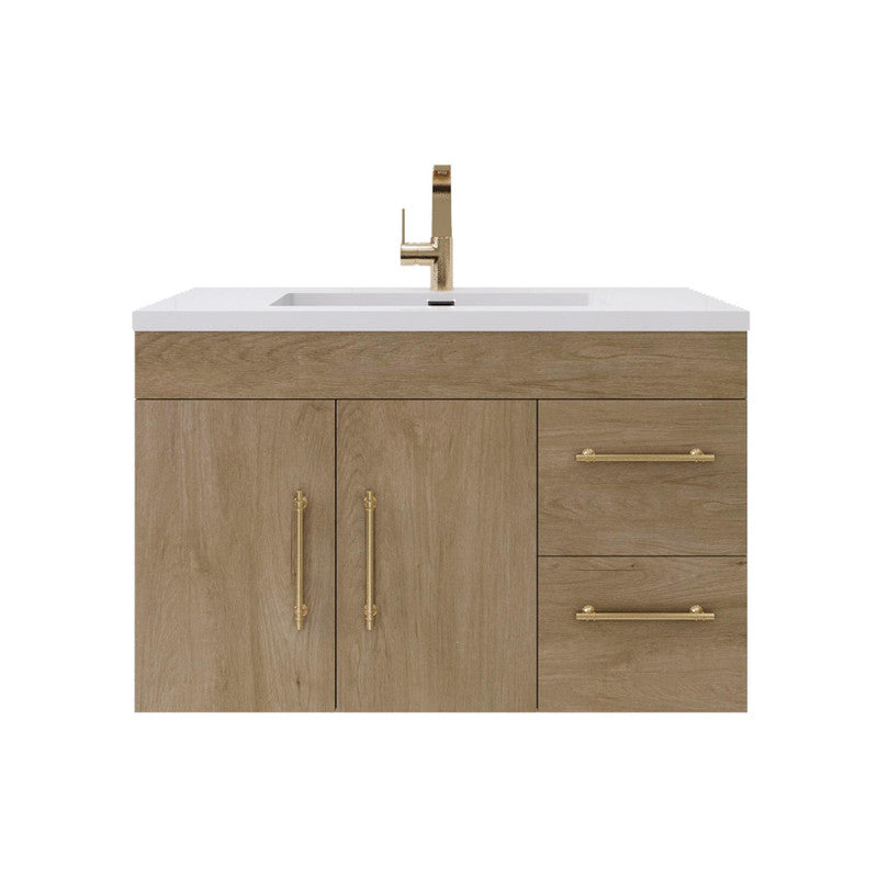 Elsa 36" Wall Mounted Bathroom Vanity with Reinforced Acrylic Integrated Sink Top