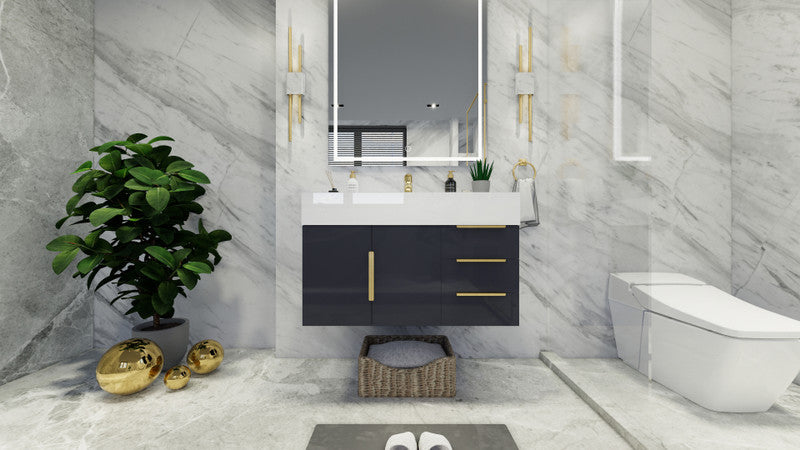Bethany 36" Wall Mounted Bathroom Vanity with Reinforced Acrylic Integrated Sink Top