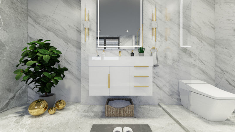Bethany 36" Wall Mounted Bathroom Vanity with Reinforced Acrylic Integrated Sink Top