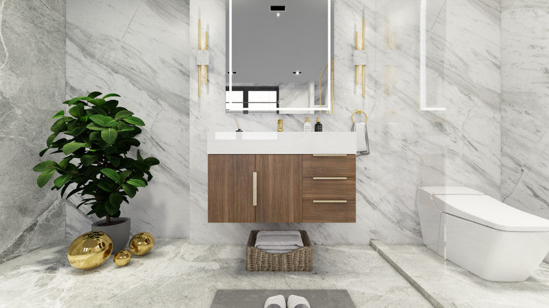 Bethany 36" Wall Mounted Bathroom Vanity with Reinforced Acrylic Integrated Sink Top