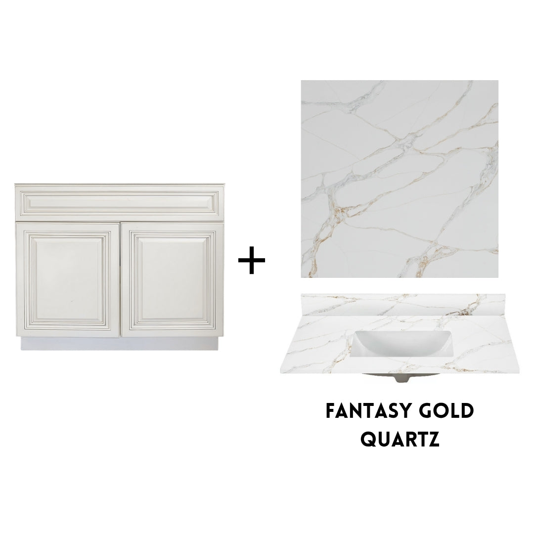 RTA Antique White Raised Panel 36" Freestanding Bathroom Vanity Sink Base with Optional Quartz or Ceramic Countertop