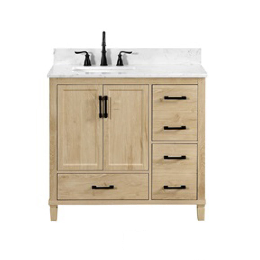 Aldrin 36" Freestanding Bathroom Vanity with Carrara White Engineered Stone Top and Vitreous China Undermount Sink