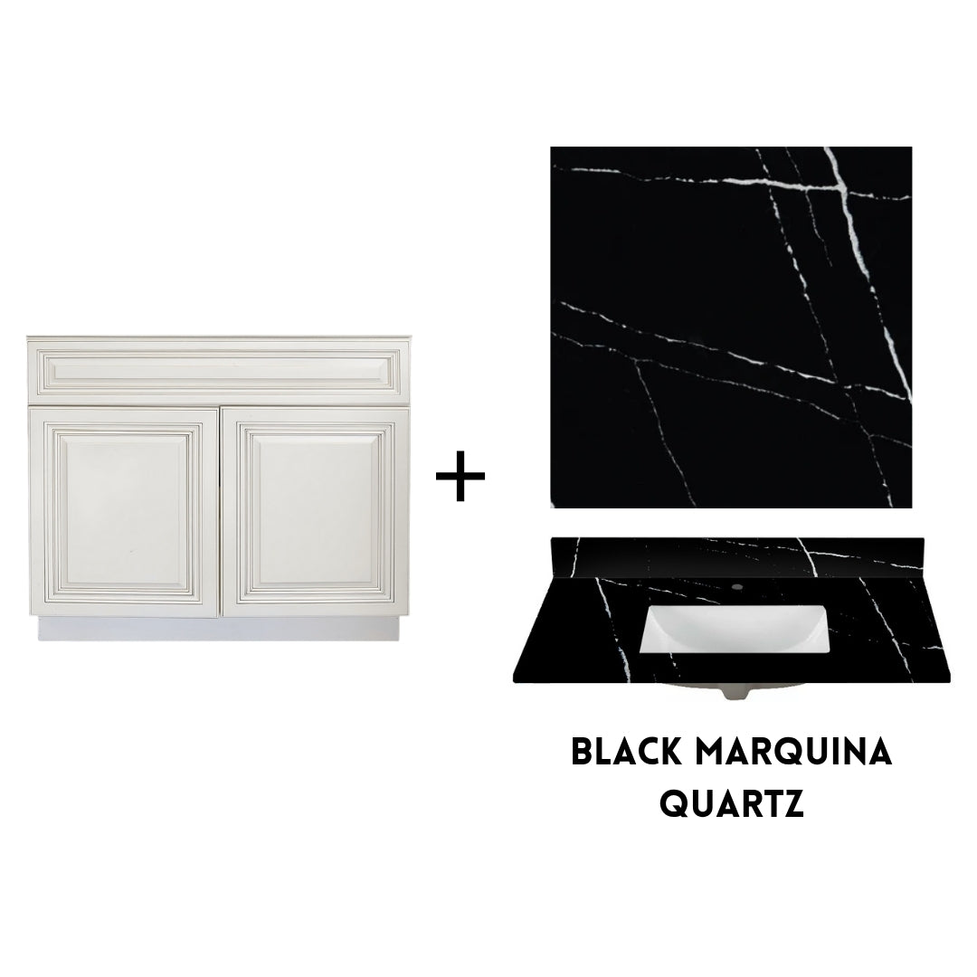 RTA Antique White Raised Panel 36" Freestanding Bathroom Vanity Sink Base with Optional Quartz or Ceramic Countertop