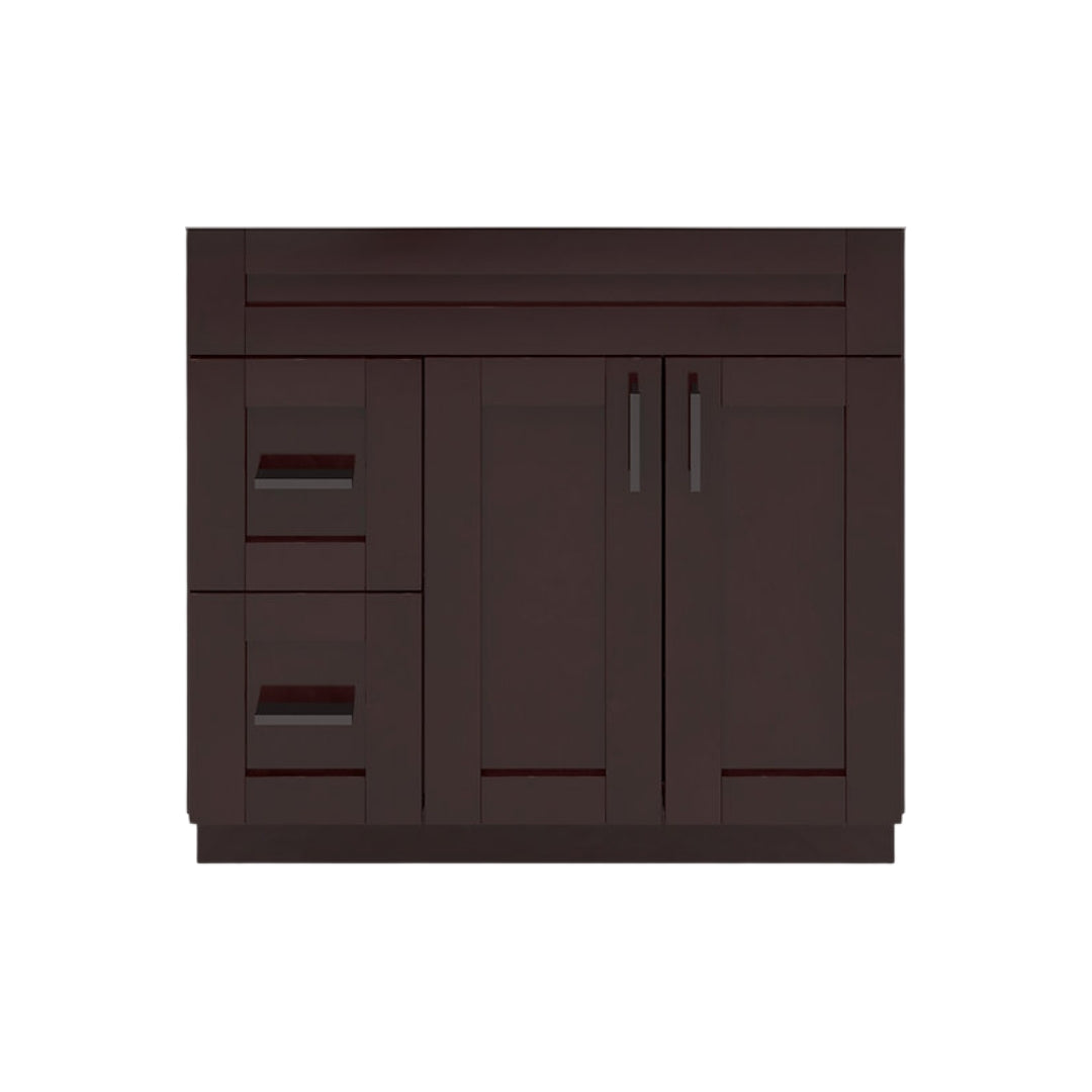 RTA Espresso Shaker 36" Freestanding Bathroom Vanity Combo Base with Optional Quartz or Ceramic Countertop