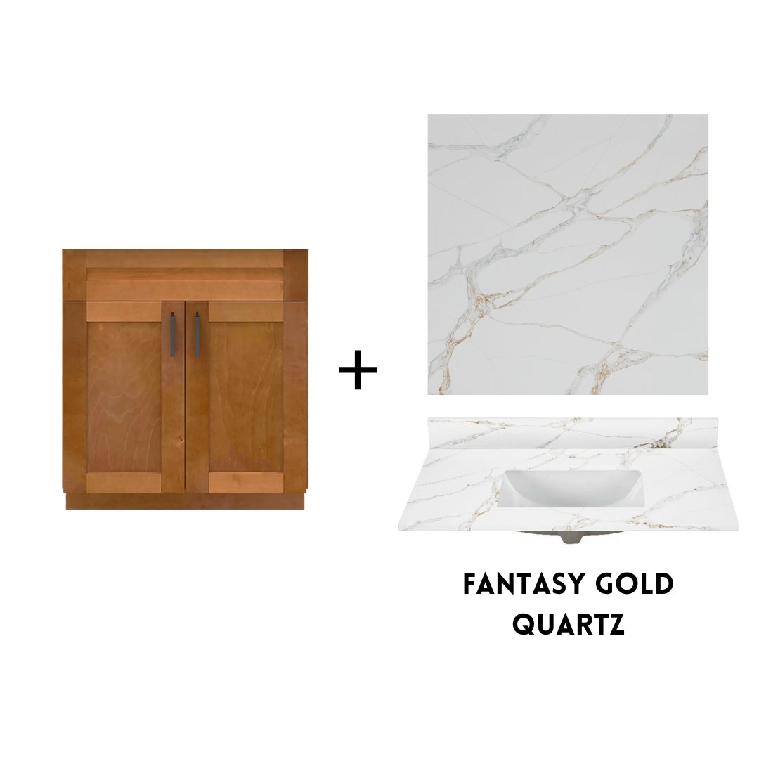 RTA Maple Shaker 30" Freestanding Bathroom Vanity Sink Base with Optional Quartz or Ceramic Countertop