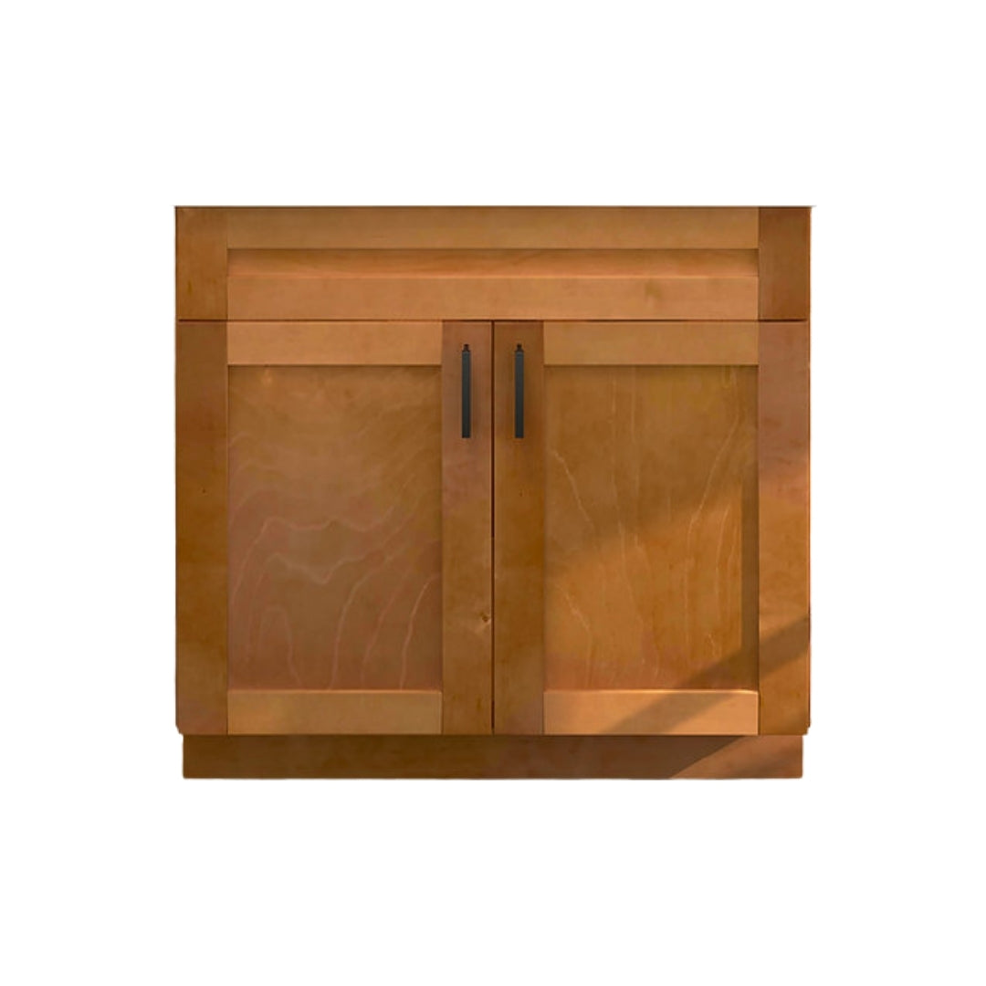 RTA Maple Shaker 36" Freestanding Bathroom Vanity Sink Base with Optional Quartz or Ceramic Countertop