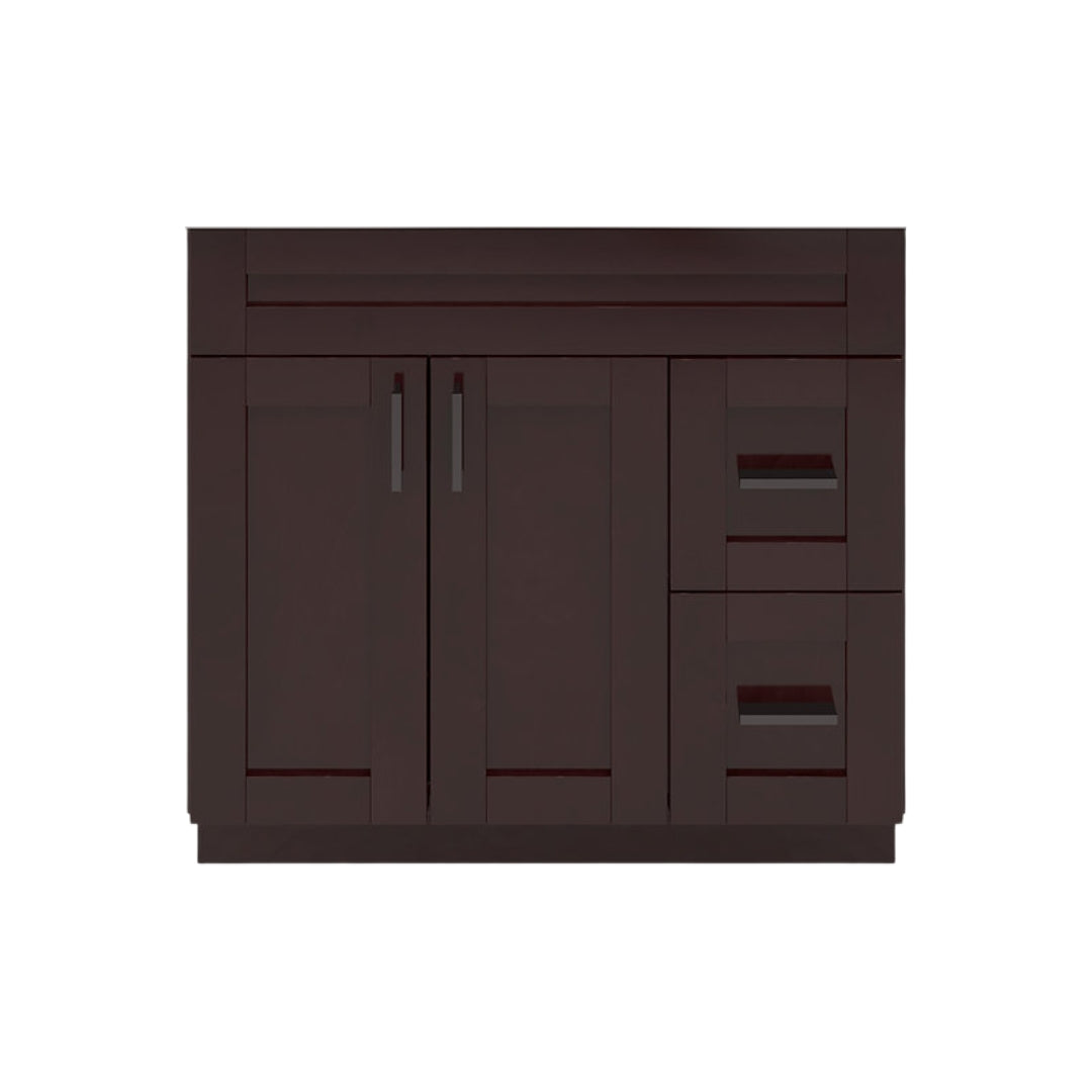 RTA Espresso Shaker 36" Freestanding Bathroom Vanity Combo Base with Optional Quartz or Ceramic Countertop