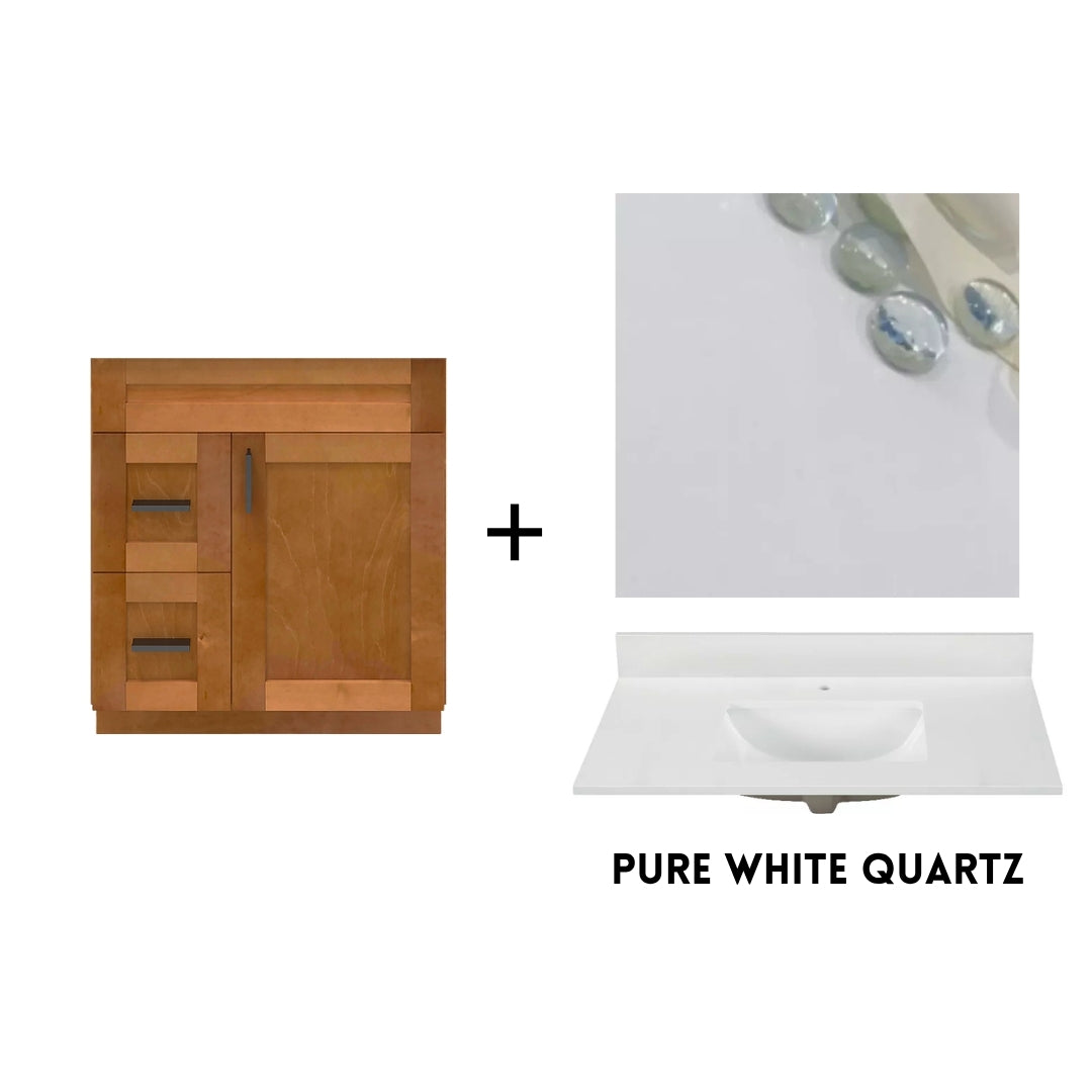 RTA Maple Shaker 30" Freestanding Bathroom Vanity Combo Base with Optional Quartz or Ceramic Countertop