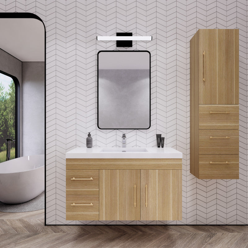 Elsa 42" Wall Mounted Bathroom Vanity with Reinforced Acrylic Integrated Sink Top