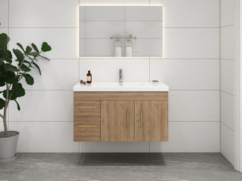 Elsa 42" Wall Mounted Bathroom Vanity with Reinforced Acrylic Integrated Sink Top