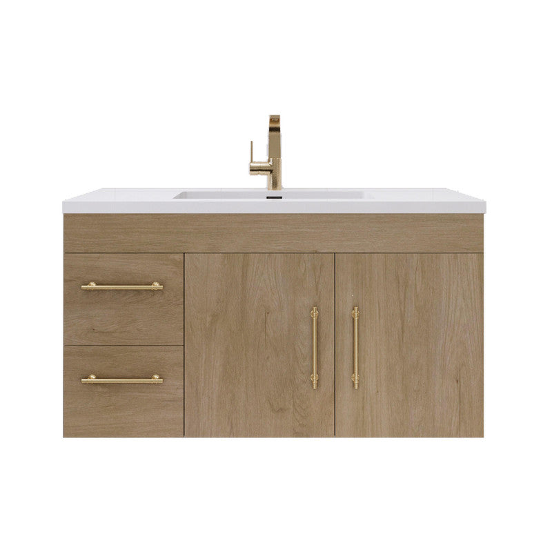 Elsa 42" Wall Mounted Bathroom Vanity with Reinforced Acrylic Integrated Sink Top