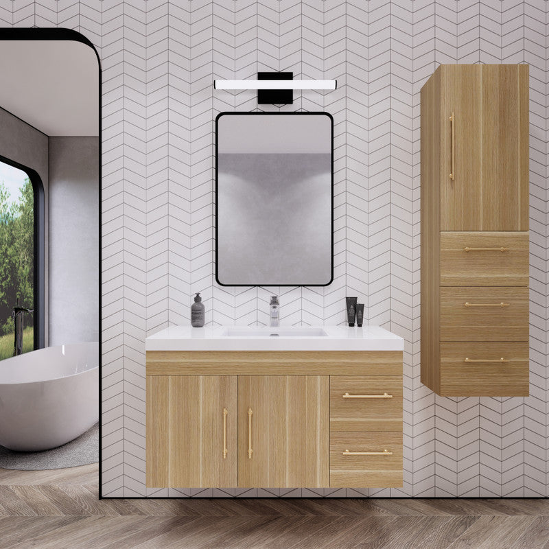 Elsa 42" Wall Mounted Bathroom Vanity with Reinforced Acrylic Integrated Sink Top