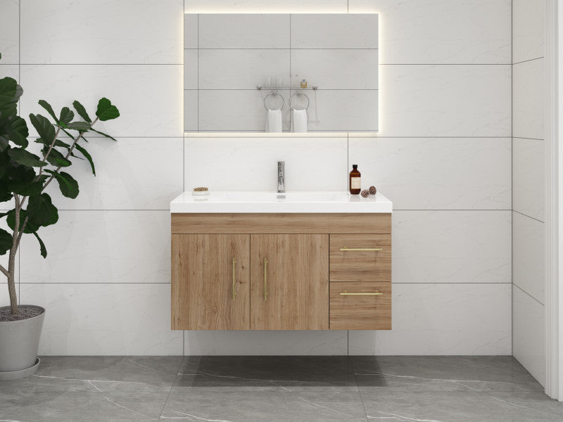 Elsa 42" Wall Mounted Bathroom Vanity with Reinforced Acrylic Integrated Sink Top