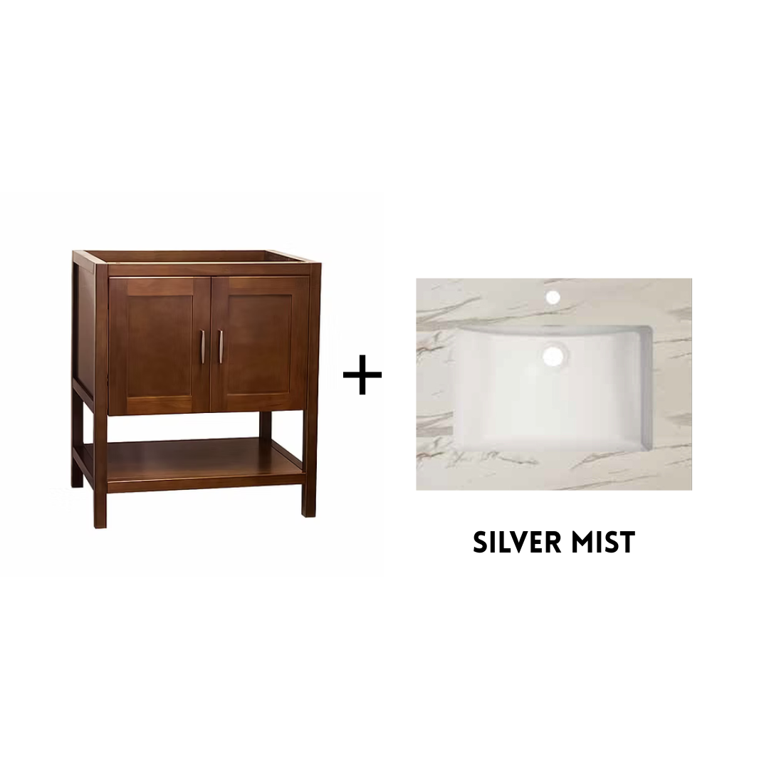 Monterey 30" Freestanding Bathroom Vanity with Solid Surface Integrated Sink Top