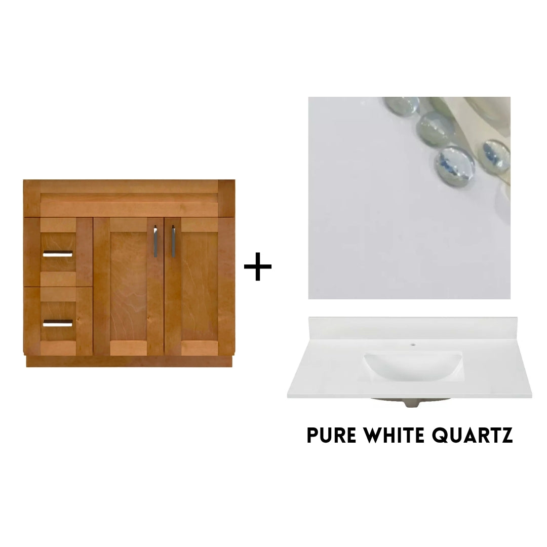 RTA Maple Shaker 36" Freestanding Bathroom Vanity Combo Base with Optional Quartz or Ceramic Countertop