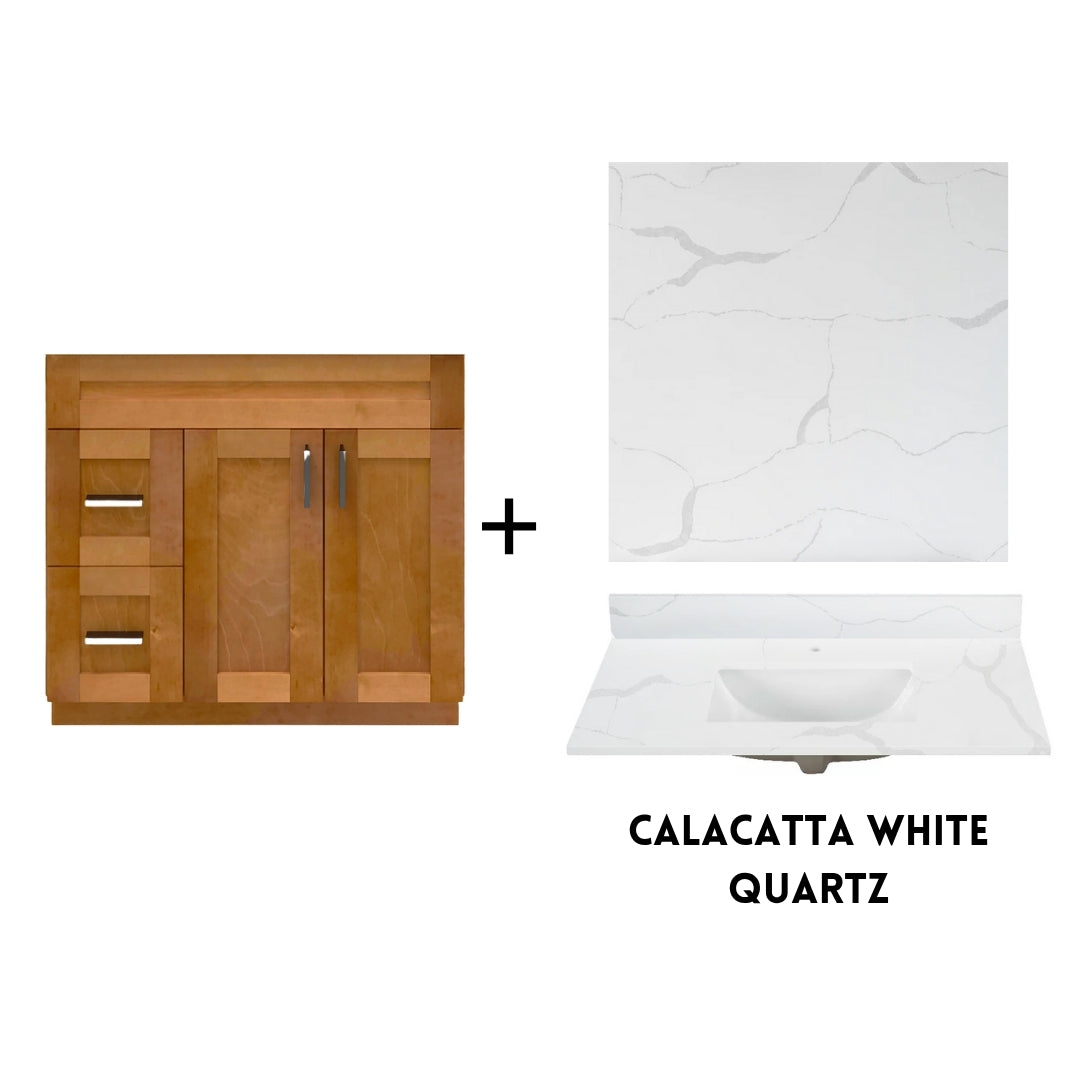 RTA Maple Shaker 36" Freestanding Bathroom Vanity Combo Base with Optional Quartz or Ceramic Countertop