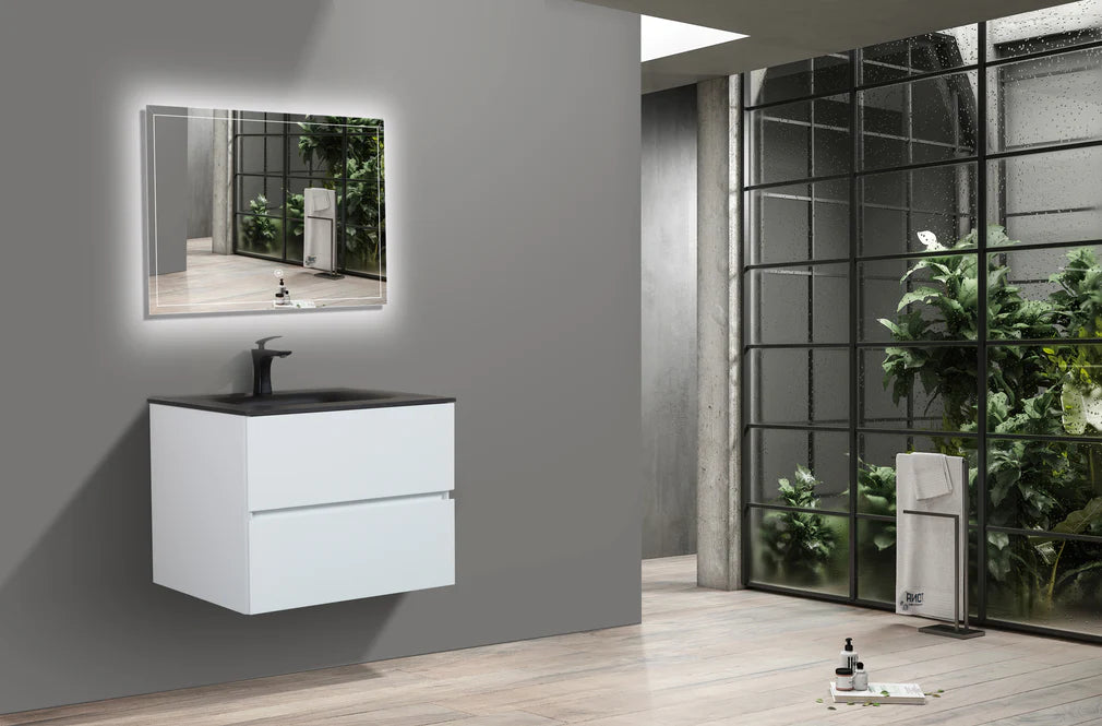 Emily 26" Wall Mounted Bathroom Vanity with Solid Surface Integrated Sink Top