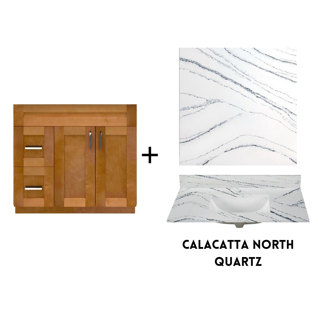 RTA Maple Shaker 36" Freestanding Bathroom Vanity Combo Base with Optional Quartz or Ceramic Countertop