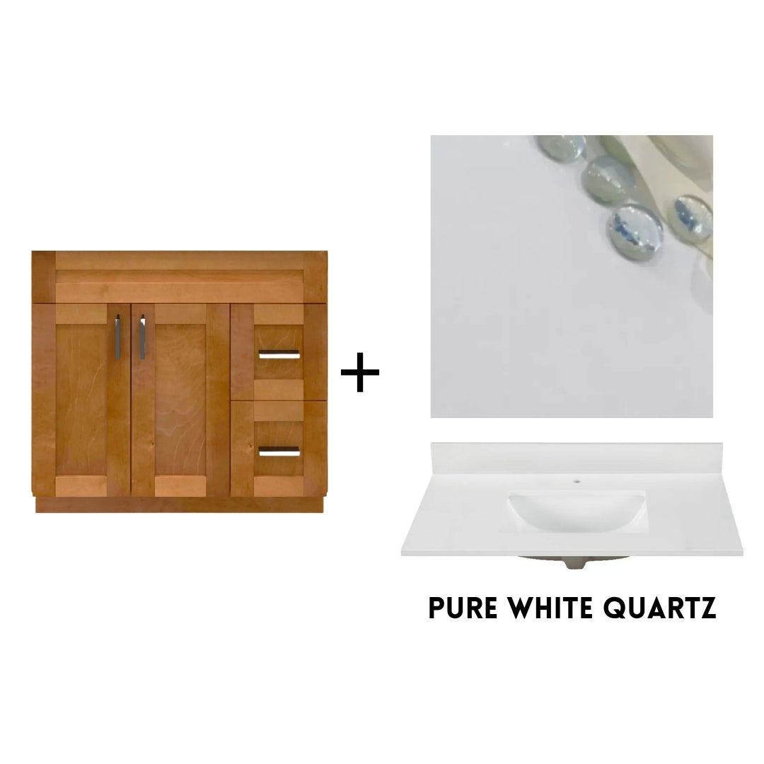 RTA Maple Shaker 36" Freestanding Bathroom Vanity Combo Base with Optional Quartz or Ceramic Countertop