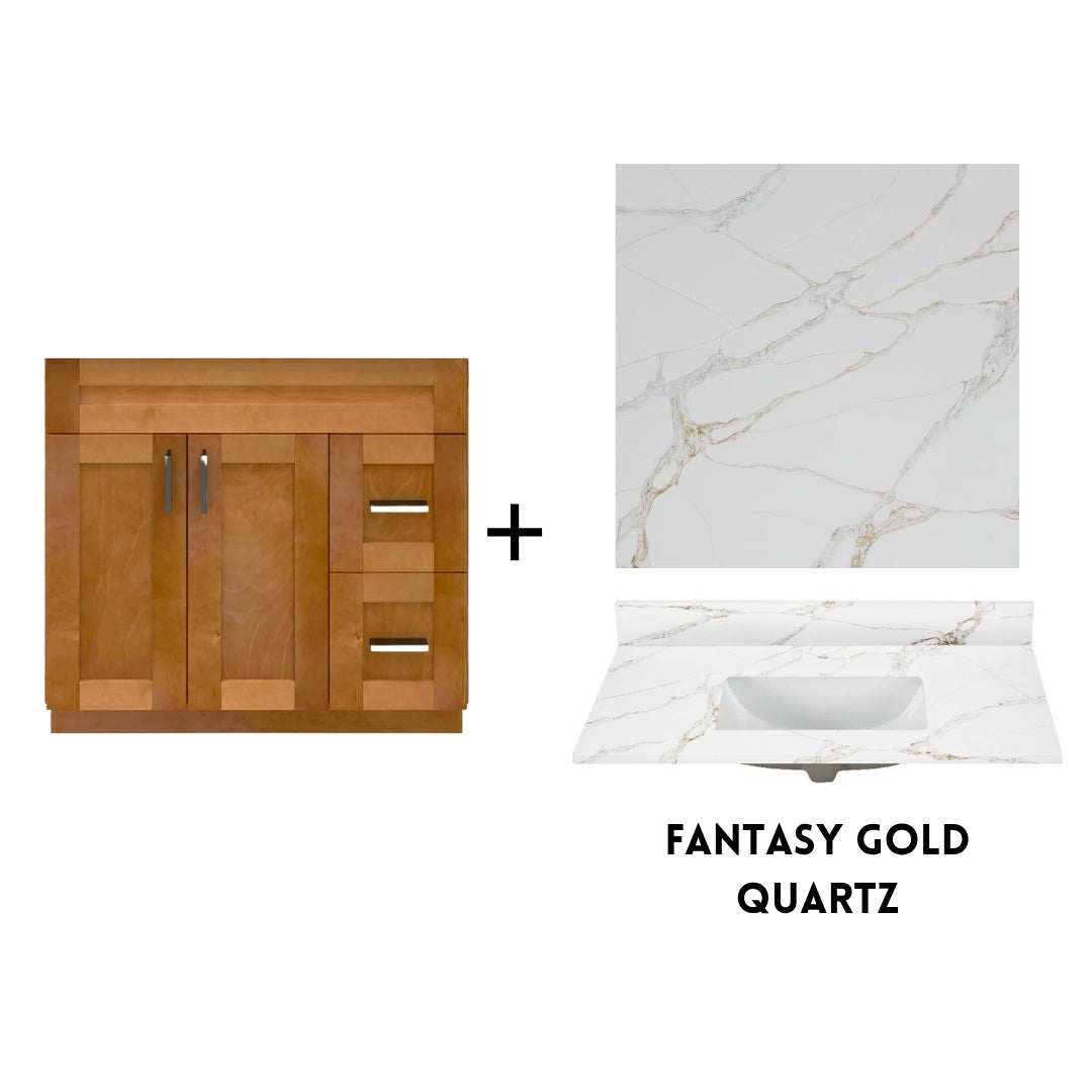 RTA Maple Shaker 36" Freestanding Bathroom Vanity Combo Base with Optional Quartz or Ceramic Countertop