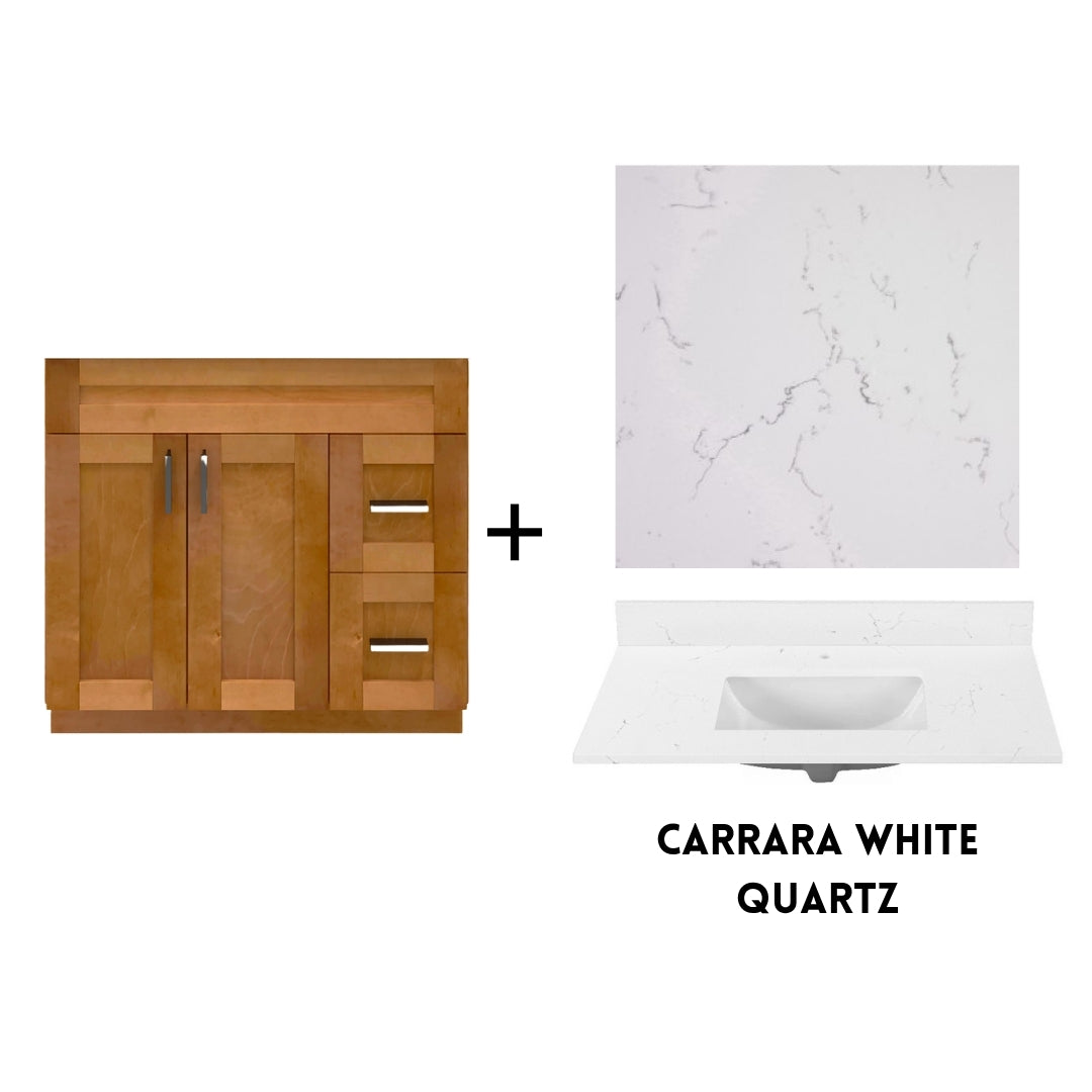 RTA Maple Shaker 36" Freestanding Bathroom Vanity Combo Base with Optional Quartz or Ceramic Countertop