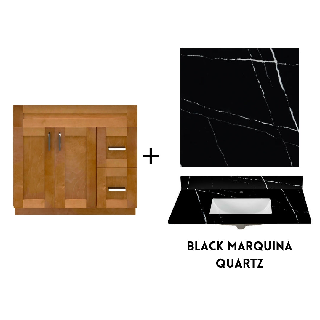 RTA Maple Shaker 36" Freestanding Bathroom Vanity Combo Base with Optional Quartz or Ceramic Countertop