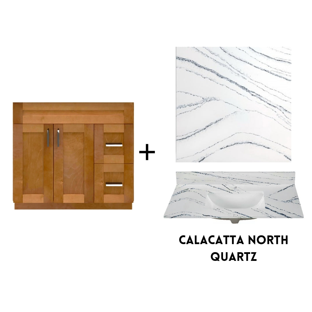 RTA Maple Shaker 36" Freestanding Bathroom Vanity Combo Base with Optional Quartz or Ceramic Countertop