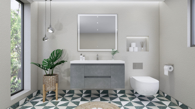 Bohemia Lina 48" Wall Mounted Bathroom Vanity with Reinforced Acrylic Integrated Sink Top