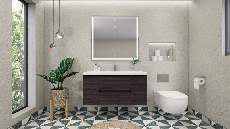 Bohemia Lina 48" Wall Mounted Bathroom Vanity with Reinforced Acrylic Integrated Sink Top