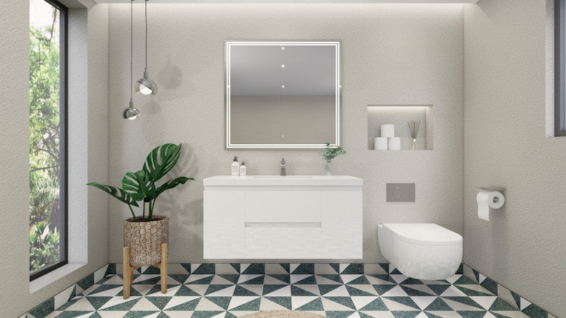 Bohemia Lina 48" Wall Mounted Bathroom Vanity with Reinforced Acrylic Integrated Sink Top