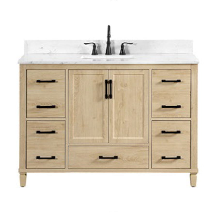 Aldrin 48" Freestanding Bathroom Vanity with Carrara White Engineered Stone Top and Vitreous China Undermount Sink