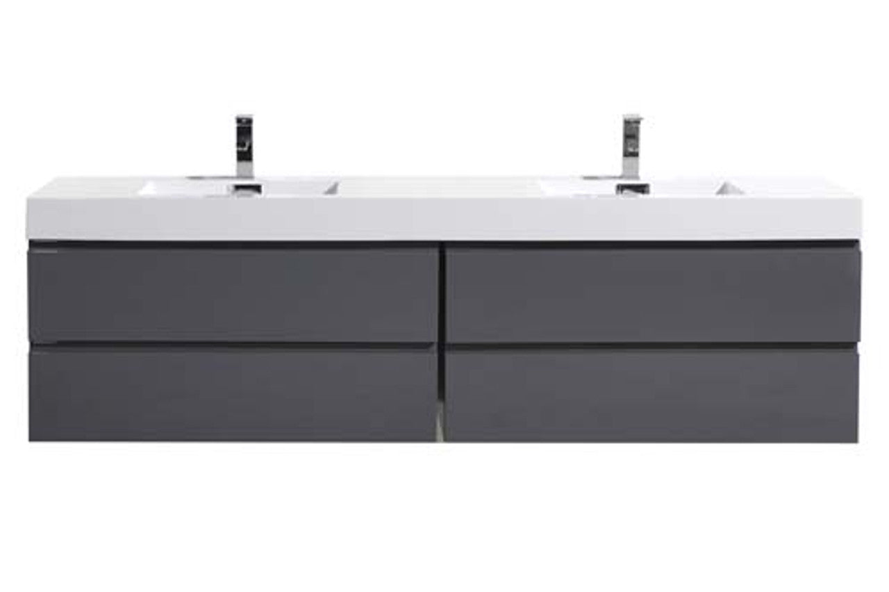 Fortune 84" Wall Mounted Bathroom Vanity with Reinforced Acrylic Integrated Sink Top