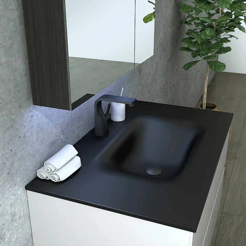 Emily 30" Wall Mounted Bathroom Vanity with Solid Surface Integrated Sink Top