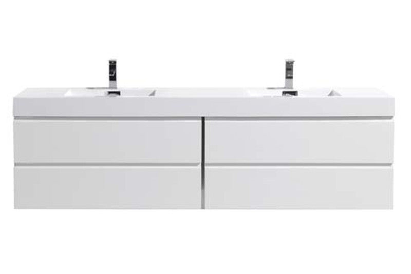 Fortune 84" Wall Mounted Bathroom Vanity with Reinforced Acrylic Integrated Sink Top