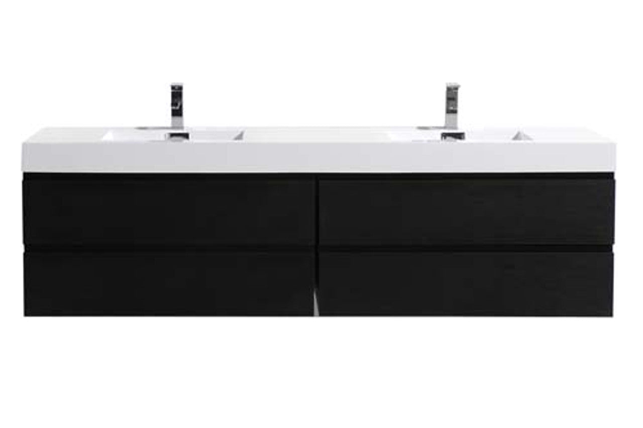 Fortune 84" Wall Mounted Bathroom Vanity with Reinforced Acrylic Integrated Sink Top