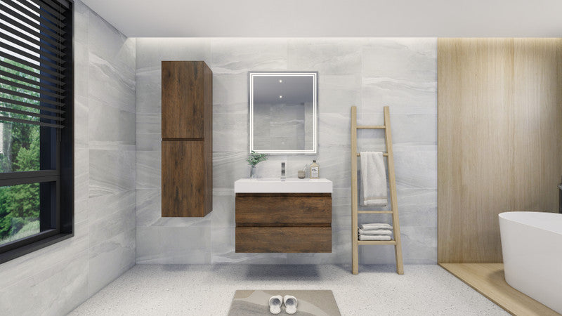 Fortune 36" Wall Mounted Bathroom Vanity with Reinforced Acrylic Integrated Sink Top