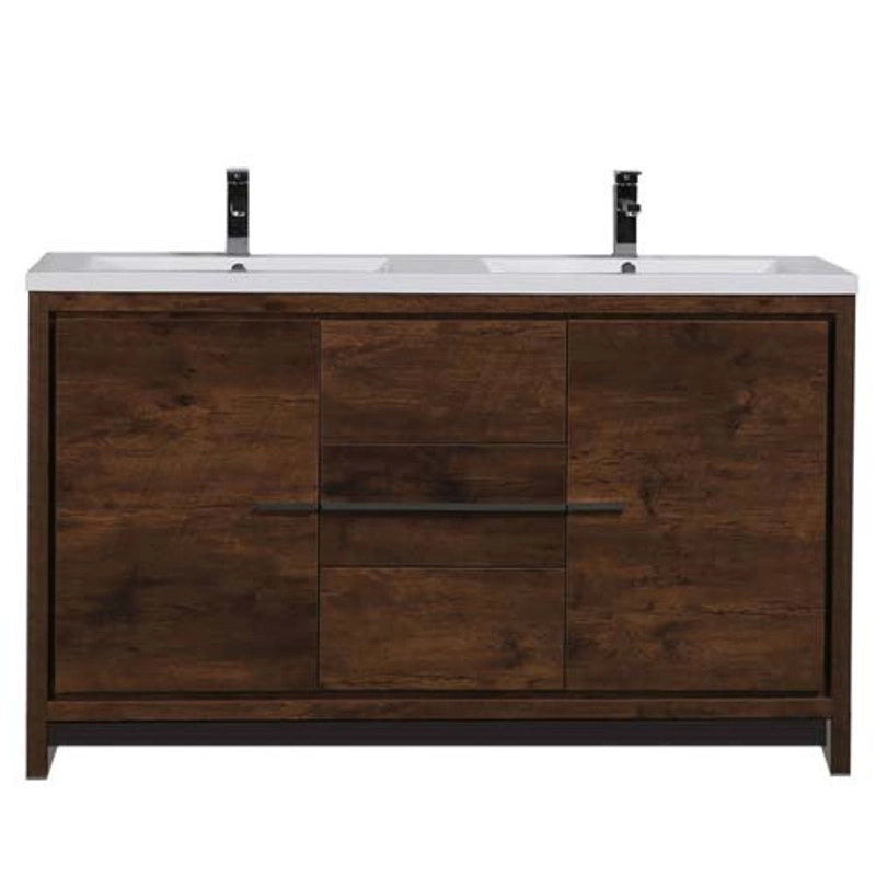Dolce 60" Freestanding Bathroom Vanity with Reinforced Acrylic Integrated Sink Top
