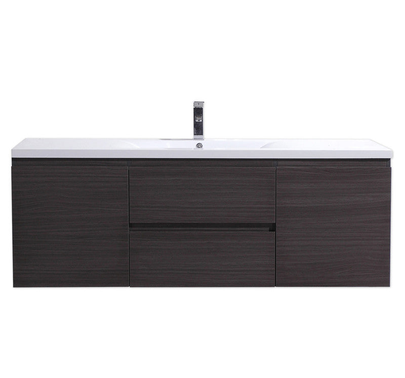 Bohemia Lina 60" Wall Mounted Bathroom Vanity with Reinforced Acrylic Integrated Sink Top