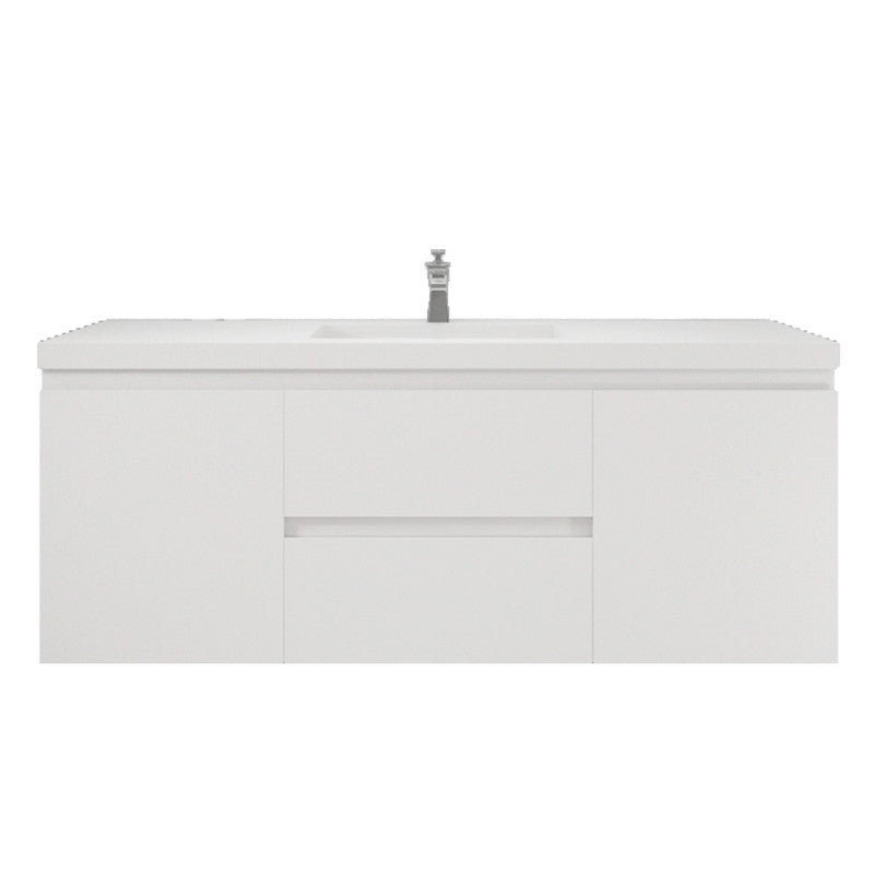 Bohemia Lina 60" Wall Mounted Bathroom Vanity with Reinforced Acrylic Integrated Sink Top