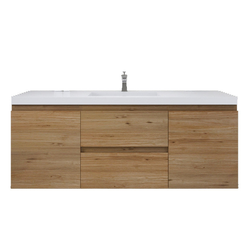 Bohemia Lina 60" Wall Mounted Bathroom Vanity with Reinforced Acrylic Integrated Sink Top