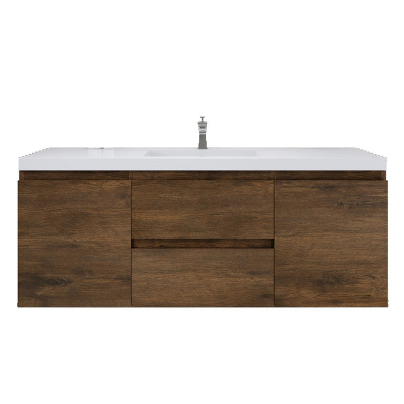 Bohemia Lina 60" Wall Mounted Bathroom Vanity with Reinforced Acrylic Integrated Sink Top