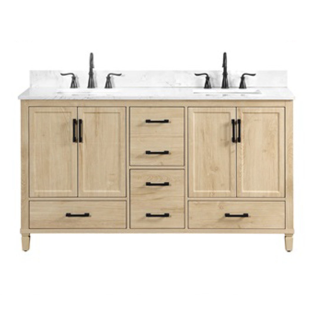 Aldrin 60" Freestanding Bathroom Vanity with Carrara White Engineered Stone Top and Vitreous China Undermount Sink