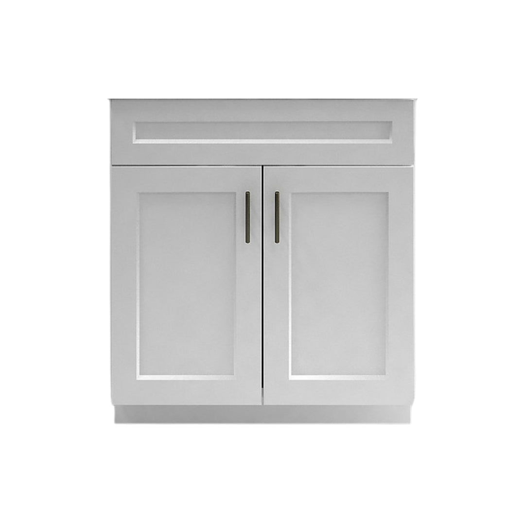 RTA White Shaker 30" Freestanding Bathroom Vanity Sink Base with Optional Quartz or Ceramic Countertop