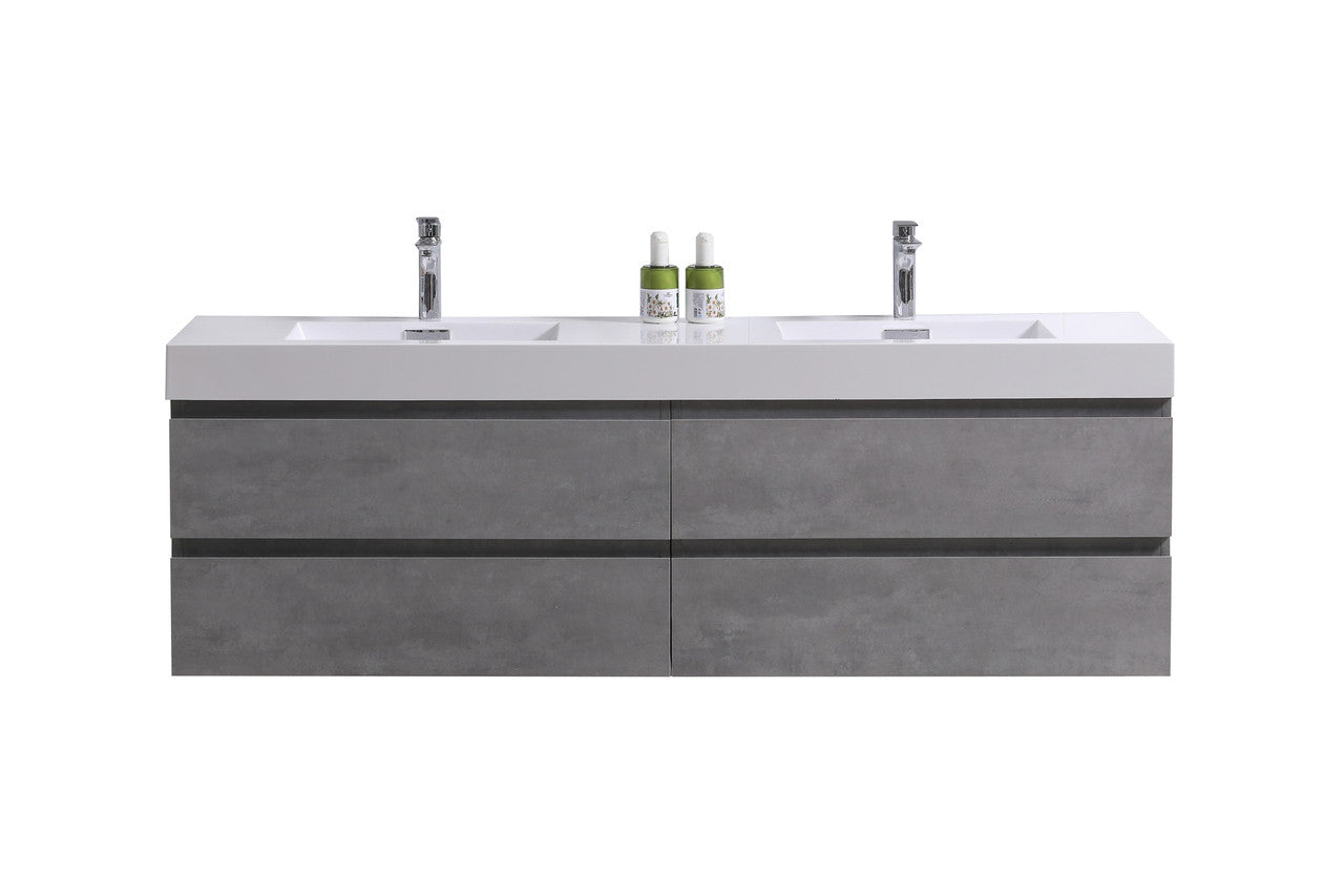 Fortune 84" Wall Mounted Bathroom Vanity with Reinforced Acrylic Integrated Sink Top