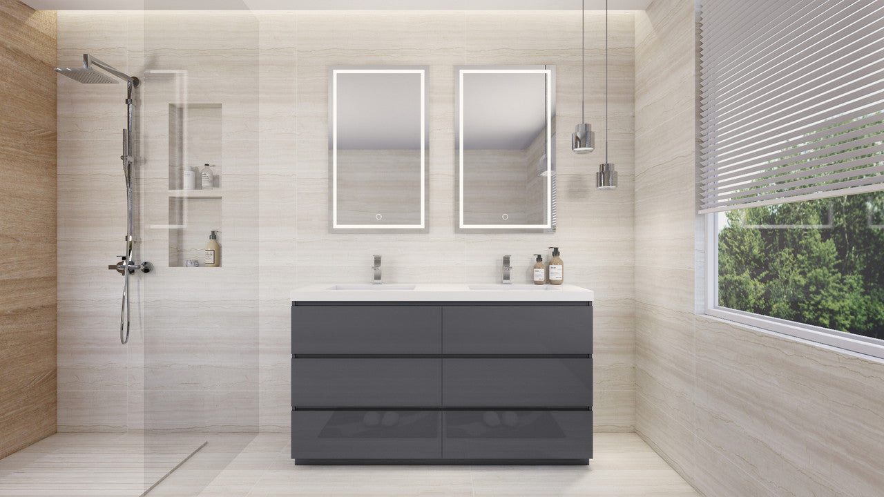 Angeles 60" Freestanding Bathroom Vanity with Reinforced Acrylic Integrated Sink Top