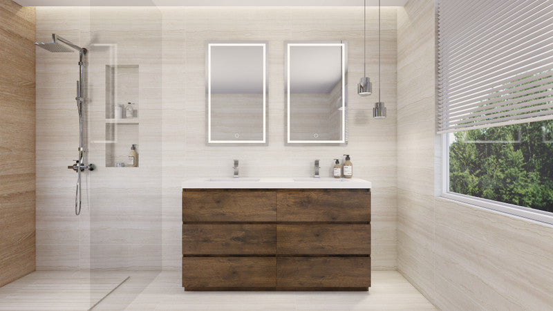 Angeles 60" Freestanding Bathroom Vanity with Reinforced Acrylic Integrated Sink Top